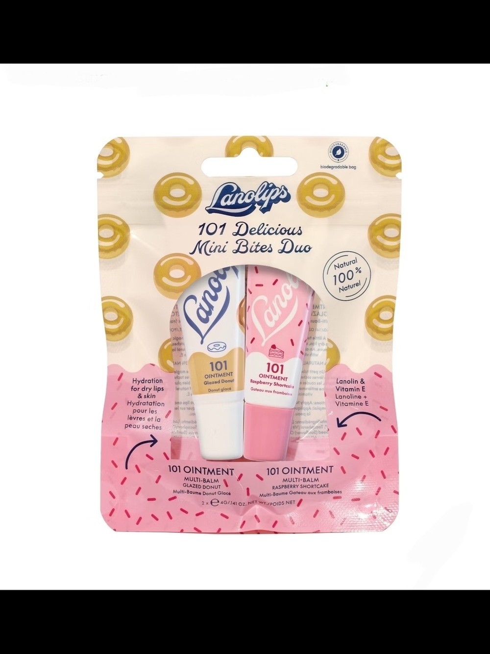 Lanolips 101 Delicious Mini Bites Duo - Glazed Donut & Raspberry Lip Ointment